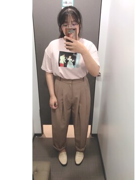 「5（ファイブ）のアイテム（スラックス）」を使った、雞蛋さん（レディース・158cm）の夏コーディネート