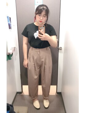 「5（ファイブ）のアイテム（スラックス）」を使った、雞蛋さん（レディース・158cm）の夏コーディネート