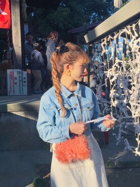 「アイテム（デニムジャケット）」を使った、中谷愛さん（レディース・158cm・20代）の冬コーディネート