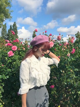 「アイテム（ハンチング/ベレー帽）」を使った、中谷愛さん（レディース・158cm・20代）の秋コーディネート