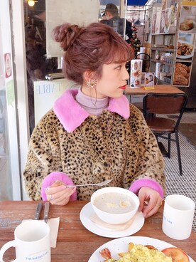 「アイテム（イヤリング）」を使った、中谷愛さん（レディース・158cm・20代）の冬コーディネート