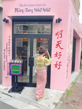 「calmeのアイテム」を使った、中谷愛さん（レディース・158cm）の秋コーディネート