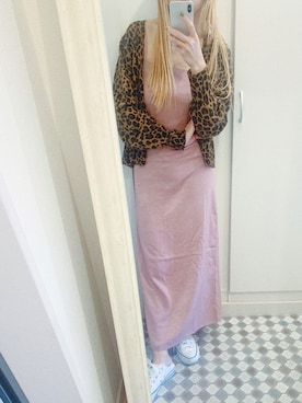 「calmeのアイテム」を使った、中谷愛さん（レディース・158cm）の春コーディネート