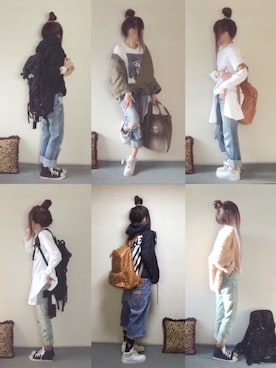「アイテム（ミリタリージャケット）」を使った、norimamiさん（レディース・160cm）の冬コーディネート