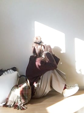「Maison de FLEUR（メゾンドフルール）のビックリボンショートソックス」を使った、norimamiさん（レディース・160cm）の冬コーディネート