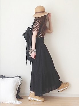 「刺繍」｜「アイテム（ラッピングキット）」を使った、norimamiさん（レディース・160cm）の春コーディネート