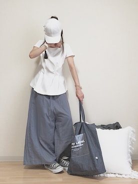 「ぺプラムトップス」｜「アイテム（ラッピングキット）」を使った、norimamiさん（レディース・160cm）の夏コーディネート
