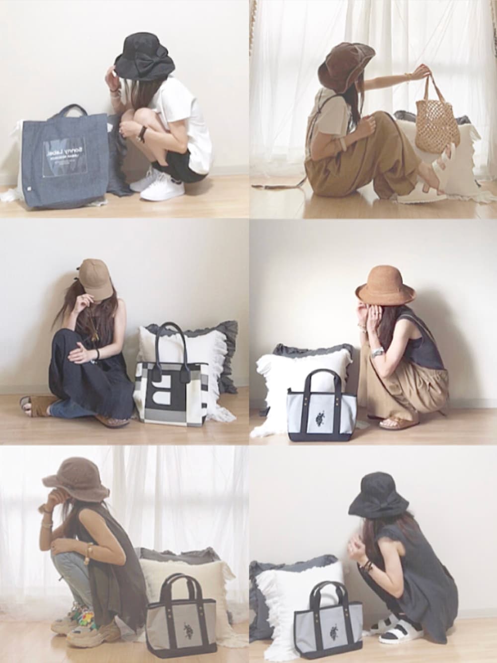 「14+、イチヨンプラス、qualite、USポロ、birkenstock、Desigual、帽子、サンダル、スニーカー、トートバッグ」｜「14+のポリジュートリボンハット/折りたたみ日除けタイプ（ハット、ブラック系）」を使った、norimamiさん（レディース・160cm）の夏コーディネートの1枚目の写真