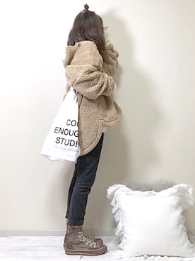 「アイラブCONVERSE」｜「アイテム（その他アウター）」を使った、norimamiさん（レディース・160cm）の冬コーディネート