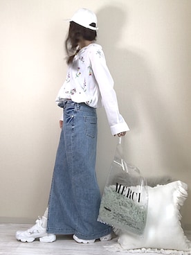 「ヤヌーク」｜「アイテム（帽子）」を使った、norimamiさん（レディース・160cm）の春コーディネート