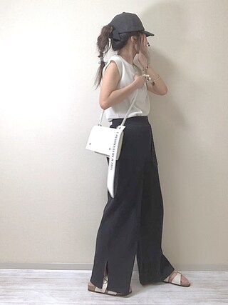 norimami使用「Chaco closet（ワッフルフレンチスリーブ半袖T）」的時尚穿搭