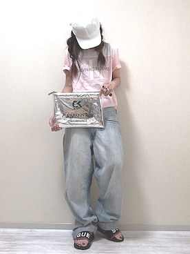 「Guess（ゲス）のアイテム（サンダル）」を使った、norimamiさん（レディース・160cm）の夏コーディネート