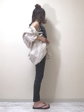「Calvin Klein（カルバン・クライン）のアイテム（ビーチサンダル）」を使った、norimamiさん（レディース・160cm）の夏コーディネート