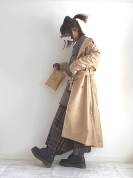 norimamiさんの「【socolla】大柄チェックフレアスカート」を使ったコーディネート