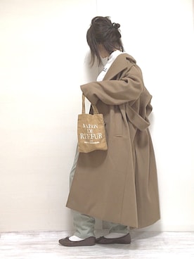 「ピスタチオ」｜「アイテム（チェスターコート）」を使った、norimamiさん（レディース・160cm）の冬コーディネート