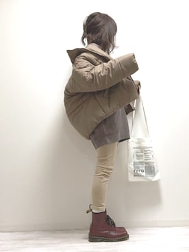 「TODAYFUL（トゥデイフル）のVintageプリントトートバッグ（トートバッグ）」を使った、norimamiさん（レディース・160cm）の冬コーディネート