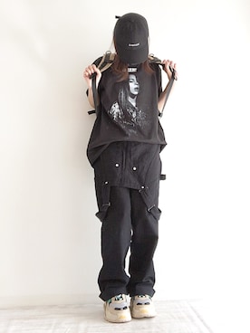 「ロックT」｜「アイテム（オールインワン・サロペット）」を使った、norimamiさん（レディース・160cm）の春コーディネート
