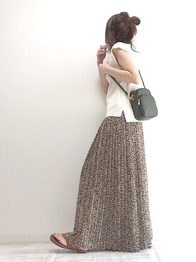 norimamiさんの「レオパードプリーツスカート」を使ったコーディネート