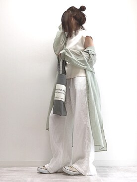 「ピスタチオ」｜「アイテム（シャツワンピース）」を使った、norimamiさん（レディース・160cm）の春コーディネート