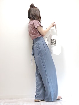 「サテンパンツ」｜「アイテム（ラッピングキット）」を使った、norimamiさん（レディース・160cm）の夏コーディネート