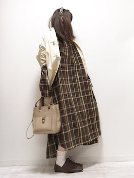 「sakishimatokyo（サキシマトーキョー）のアイテム（ノーカラージャケット）」を使った、norimamiさん（レディース・160cm）の冬コーディネート