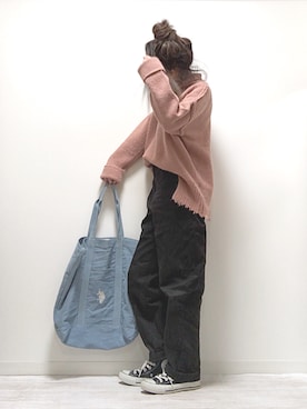 「ストレートデニム」｜「アイテム（ラッピングキット）」を使った、norimamiさん（レディース・160cm）の冬コーディネート