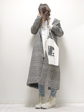 「グレンチェック」｜「アイテム（ラッピングキット）」を使った、norimamiさん（レディース・160cm）の冬コーディネート