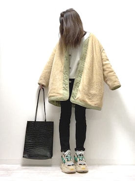 「sakishimatokyo（サキシマトーキョー）のアイテム（ブルゾン）」を使った、norimamiさん（レディース・160cm）の冬コーディネート
