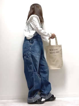 「sakishimatokyo」｜「アイテム（サロペット/オーバーオール）」を使った、norimamiさん（レディース・160cm）の冬コーディネート