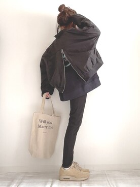 「NIKE（ナイキ）のNIKE WMNS AIR MAX 1 SD(atmos EXCLUSIVE)【SP】（スニーカー）」を使った、norimamiさん（レディース・160cm）の冬コーディネート