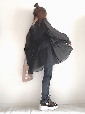 「シア―ブラウス」｜「アイテム（その他）」を使った、norimamiさん（レディース・160cm）の冬コーディネート
