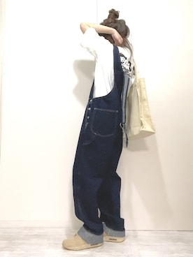 「春めきシューズ」｜「アイテム（オールインワン・サロペット）」を使った、norimamiさん（レディース・160cm）の春コーディネート
