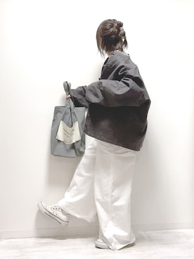 「sakishimatokyo（サキシマトーキョー）のアイテム（ノーカラージャケット）」を使った、norimamiさん（レディース・160cm）の春コーディネート
