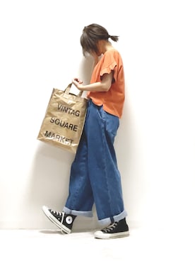 「EDWIN」｜「アイテム（ラッピングキット）」を使った、norimamiさん（レディース・160cm）の夏コーディネート