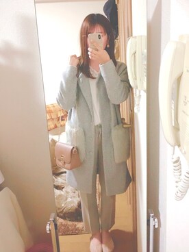 「GRL（グレイル）のアイテム（ノーカラージャケット）」を使った、たえさん（レディース・160cm）の冬コーディネート