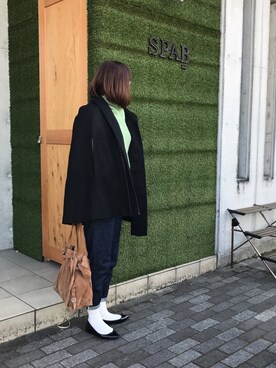 「本日のコーデ」｜「アイテム（ポンチョ）」を使った、ロミさん（レディース・164cm）の冬コーディネート