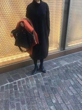 「アイテム（ピーコート、オレンジ系）」を使った、ロミさん（レディース・164cm）の秋コーディネート