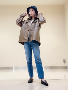 「earth music&ecology（アースミュージックアンドエコロジー）のアイテム（ハット、ブラック系）」を使った、KOTOMIさん（レディース・158cm）の冬コーディネート