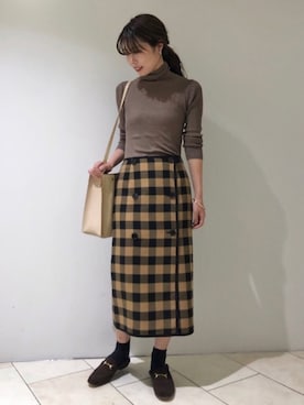 「秋のカフェオレコーデ」｜「アイテム（スリッポン）」を使った、haruhiさん（レディース・157cm）の夏コーディネート