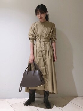 「秋のカフェオレコーデ」｜「アイテム（シャツワンピース）」を使った、haruhiさん（レディース・157cm）の秋コーディネート