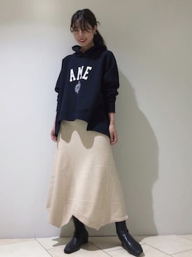 「AMERICANA（アメリカーナ）のアイテム（パーカー）」を使った、haruhiさん（レディース・157cm）の秋コーディネート