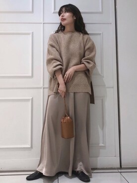 「ゆるニット」｜「アイテム（スリッポン）」を使った、haruhiさん（レディース・157cm）の冬コーディネート