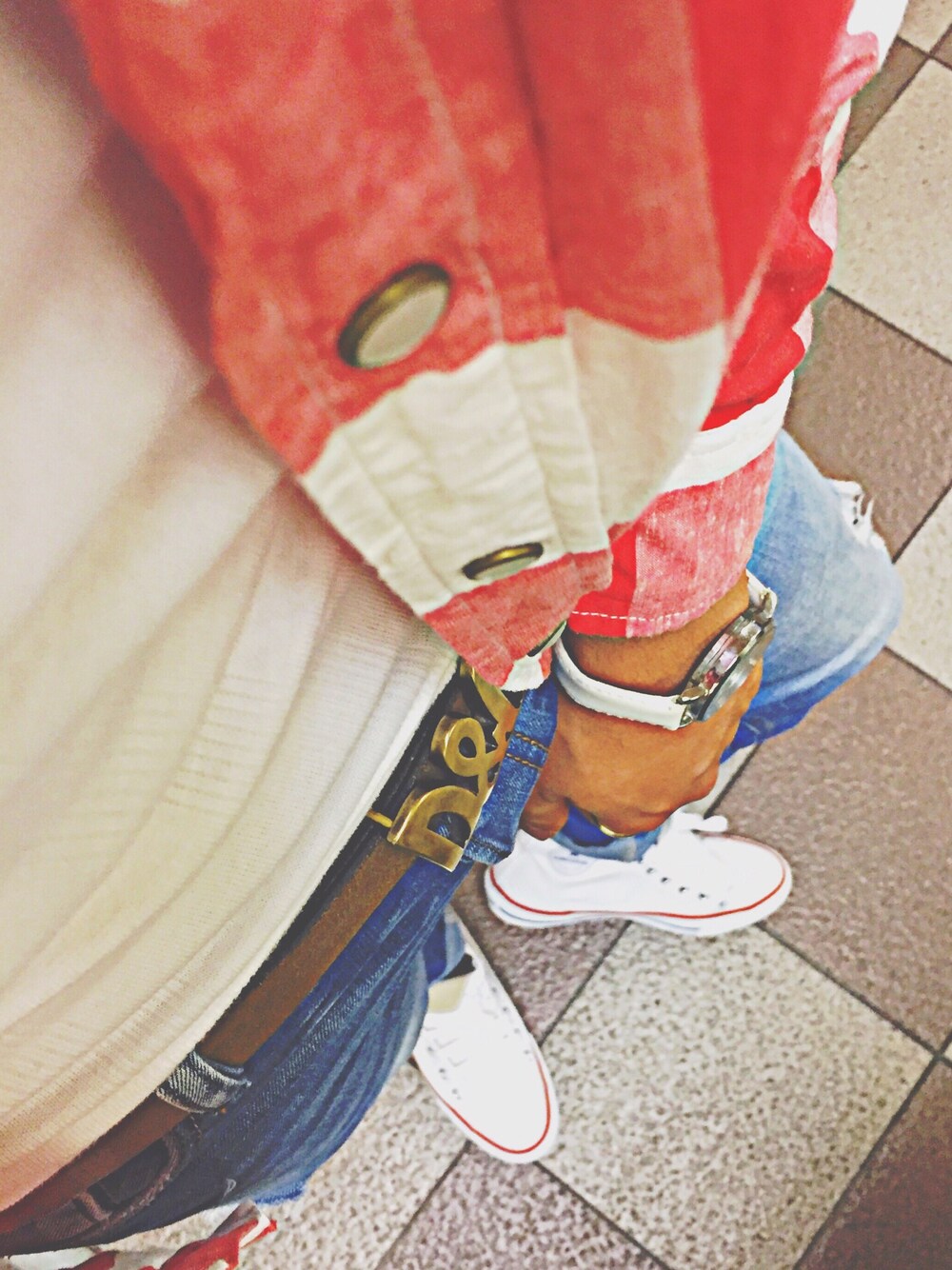 「お洒落さんとつながりたい、春、オープンカラーシャツ、fashion、follow、いいね、save、フォローお願いします🤑」｜「Right-onのアイテム（その他アウター、その他）」を使った、sho-taさん（メンズ・178cm）の春コーディネートの1枚目の写真