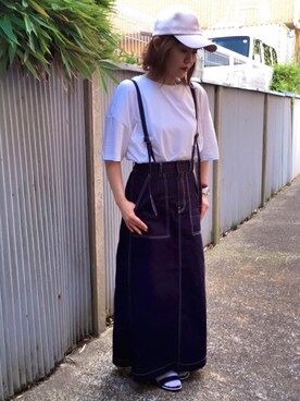 「w closet」｜「アイテム（キャップ）」を使った、sakiさん（レディース・154cm）の夏コーディネート