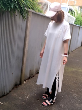 「passage mignon/flaneur（パサージュミニョンフラヌール）のアイテム（帽子）」を使った、sakiさん（レディース・154cm）の夏コーディネート
