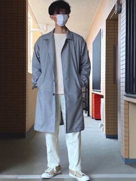 「アイテム（ステンカラーコート）」を使った、葵さん（メンズ・170cm・20代）の春コーディネート