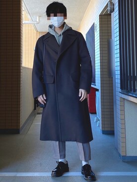 「ペールトーン」｜「アイテム（チェスターコート）」を使った、葵さん（メンズ・170cm）の冬コーディネート