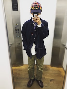 「アイテム（モカシン/デッキシューズ）」を使った、2zkさん（メンズ・177cm）の秋コーディネート