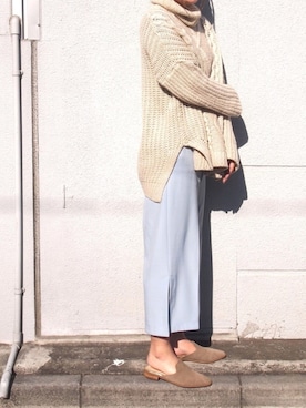 「mio notis（ミオノティス）のアイテム（サンダル）」を使った、Esmeralda（エスメラルダ）さん（レディース・160cm）の冬コーディネート