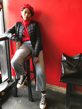 「red」｜「アイテム（ダウンジャケット/コート）」を使った、Tiffany  |  티파니さん（レディース・155cm）の秋コーディネート